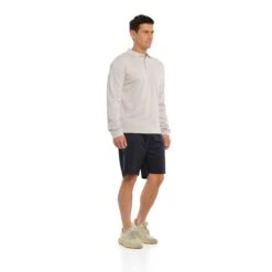 Mens Knitted LS Pocket Polo - Ice Grey