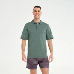 Mens Short Sleeve Polo - Silver Pine