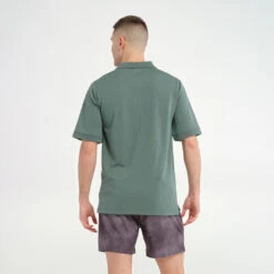 Mens Short Sleeve Polo - Silver Pine -Cancer Council Shop 240924 CancerCouncil Ecom ONMODEL CCCCC174714 0189