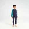 Infant Blocked LS Swim Zip Suit - Navy Light Blue