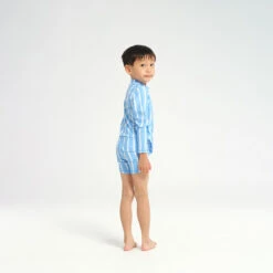 Infant Pinstripe LS Rashie - Blue -Cancer Council Shop 240924 CancerCouncil Ecom ONMODEL CCCCC801684 1505