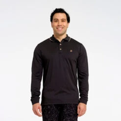 Mens Long Sleeve Polo - Charcoal