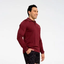 Mens Long Sleeve Polo - Burgundy -Cancer Council Shop 250701 CancerCouncil Ecom CCCCC971155 9779copy