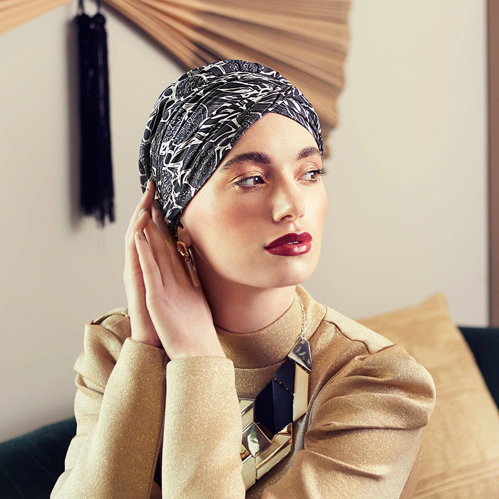 Christine Sapphire Boho Turban Set - Floral Woods 1 Christine Sapphire Boho Turban Set - Floral Woods