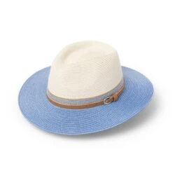 Heritage Town & Country Hat - Ivory/Ice Blue -Cancer Council Shop BD146IvoryIceBlueHERITAGEangle