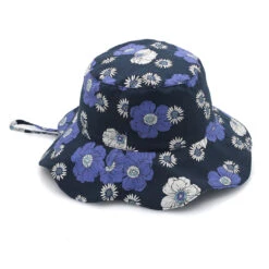 Flora Bucket Hat - Navy -Cancer Council Shop PK012NavyFloralIMG 9895