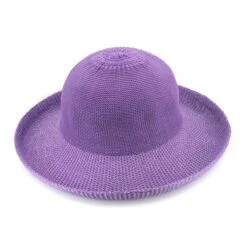 Classic Breton Hat - Purple 8 Classic Breton Hat - Purple -Cancer Council Shop R35LPurpleclassicBretonLinedFront