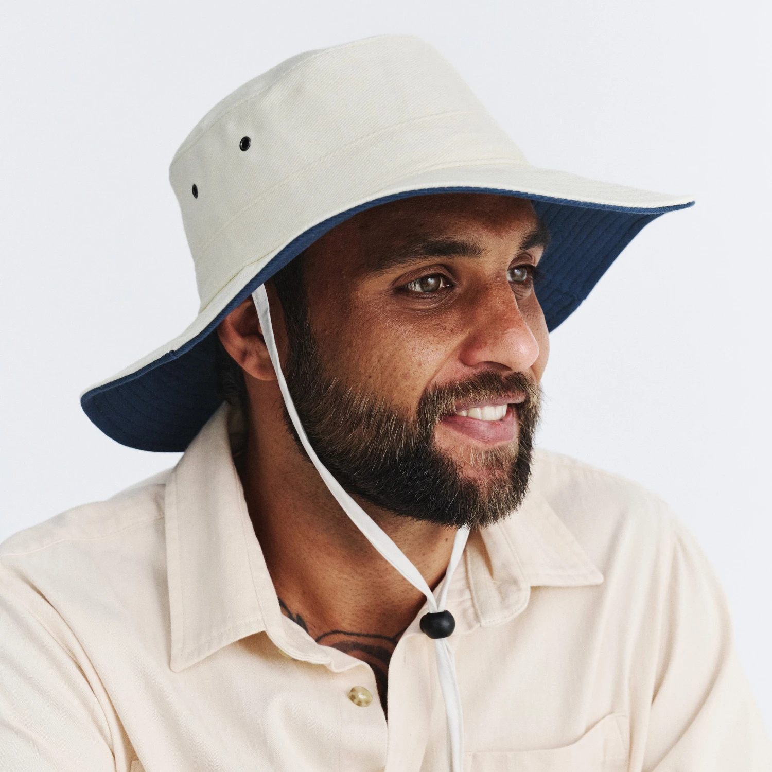 Alan Cricket Hat - Cream/Navy 2 Alan Cricket Hat - Cream/Navy - Image 2