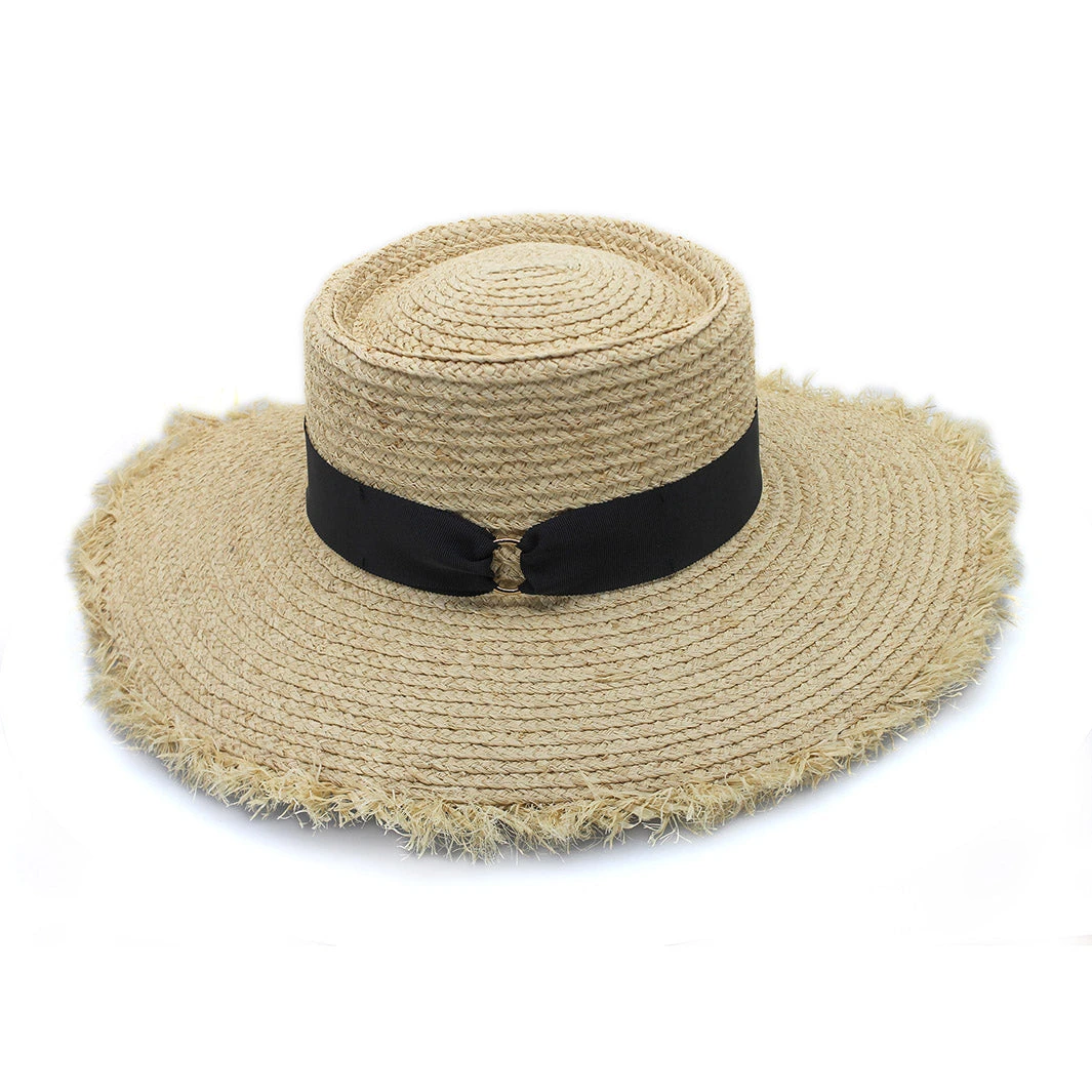 Quinn Raffia Wide Brim Hat - Natural Black 3 Quinn Raffia Wide Brim Hat - Natural Black - Image 3