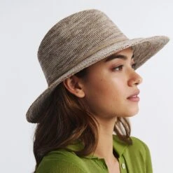Jacqui Mannish Hat - Mixed Camel -Cancer Council Shop RL73MixCamelJACQUIModel 2