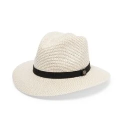 Outback Lightweight Fedora Hat - Ivory/Black -Cancer Council Shop RM733IvoryBlackangle
