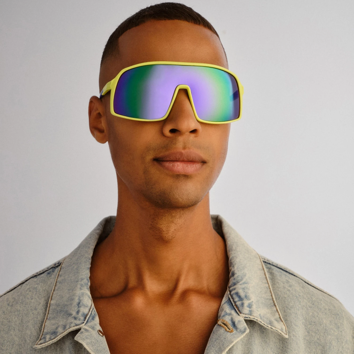 Outfield Shield Sunglasses - Neon Green/Cobalt 2 Outfield Shield Sunglasses - Neon Green/Cobalt - Image 2