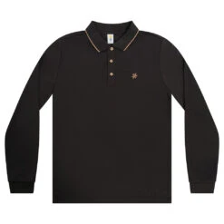 Mens Long Sleeve Polo - Charcoal -Cancer Council Shop flatlay7 1065